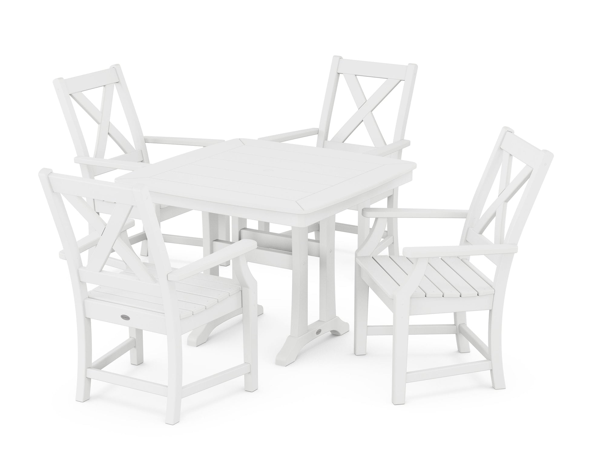POLYWOOD Braxton 5-Piece Dining Set with Trestle Legs — White