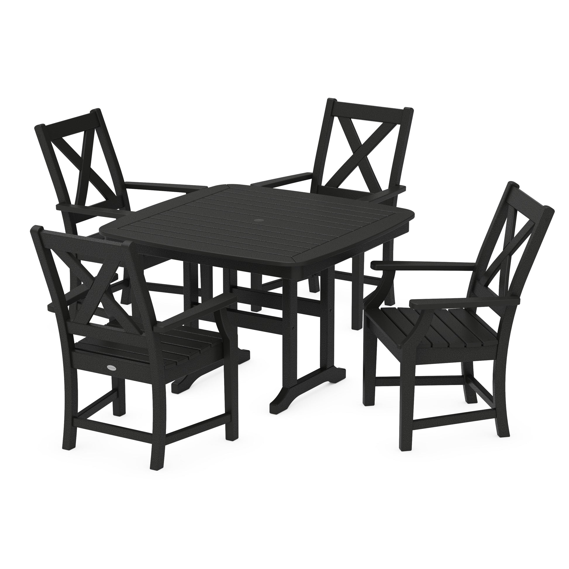 POLYWOOD Braxton 5-Piece Dining Set with Trestle Legs — Black