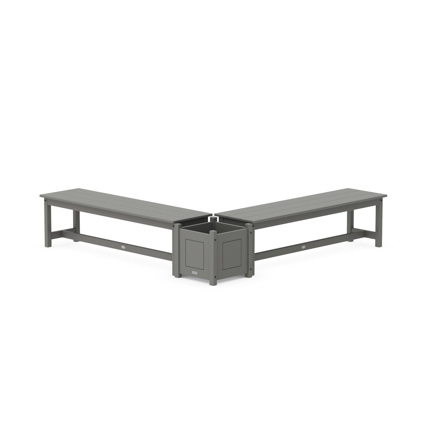 POLYWOOD 60" Country Living L- Shaped Planter Bench Set — Slate Grey