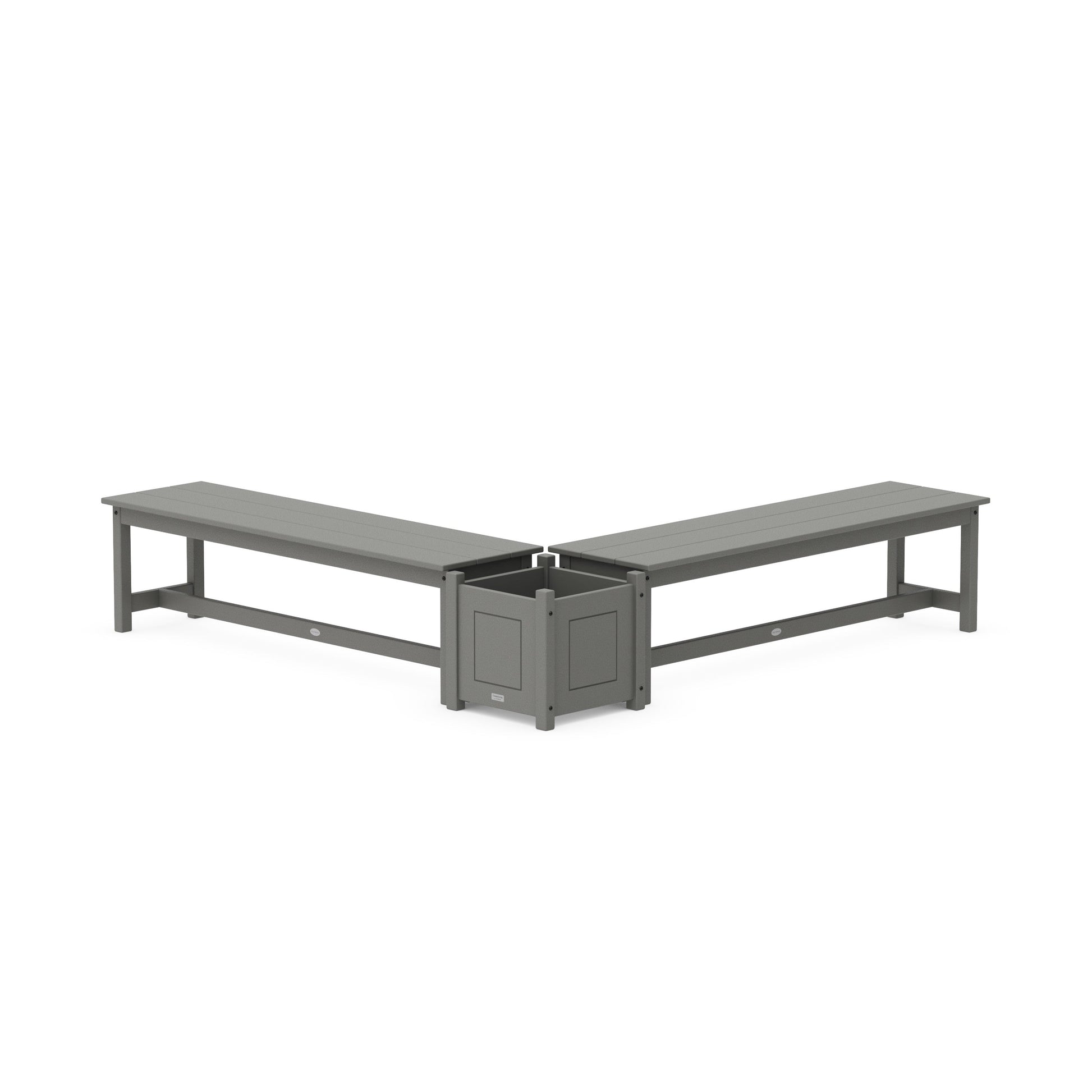 POLYWOOD 60" Country Living L- Shaped Planter Bench Set — Slate Grey