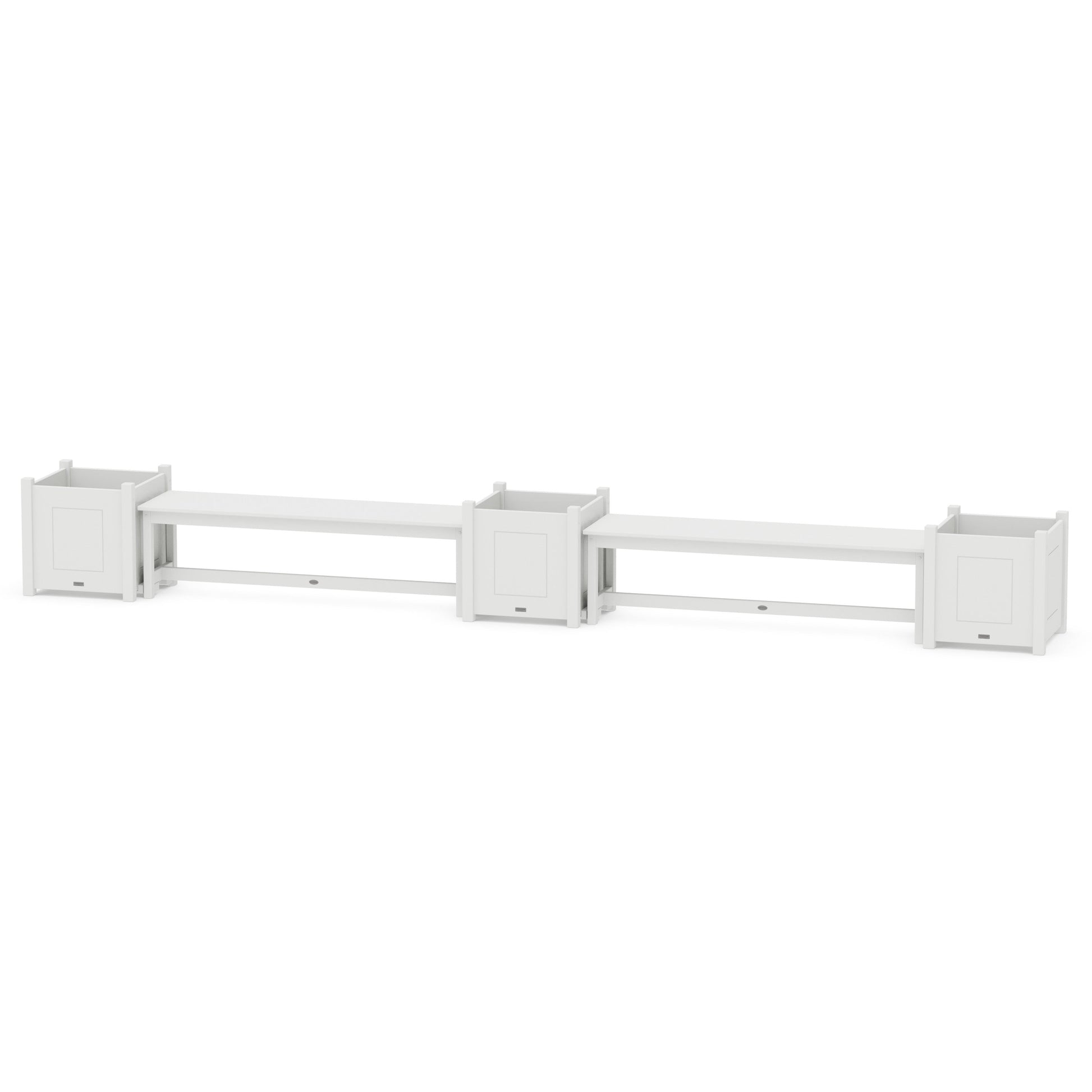 POLYWOOD 60" Country Living Straight Double Planter Bench Set - Large — White