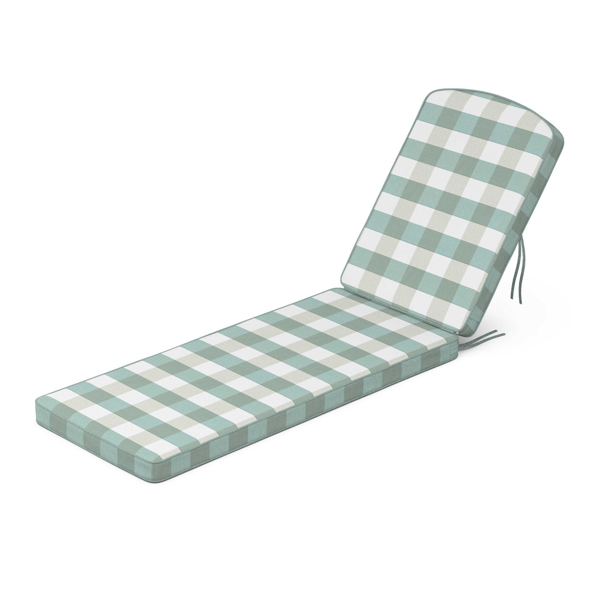 POLYWOOD Chinoiserie Chaise Cushion — Buffalo Plaid Glacier Spa