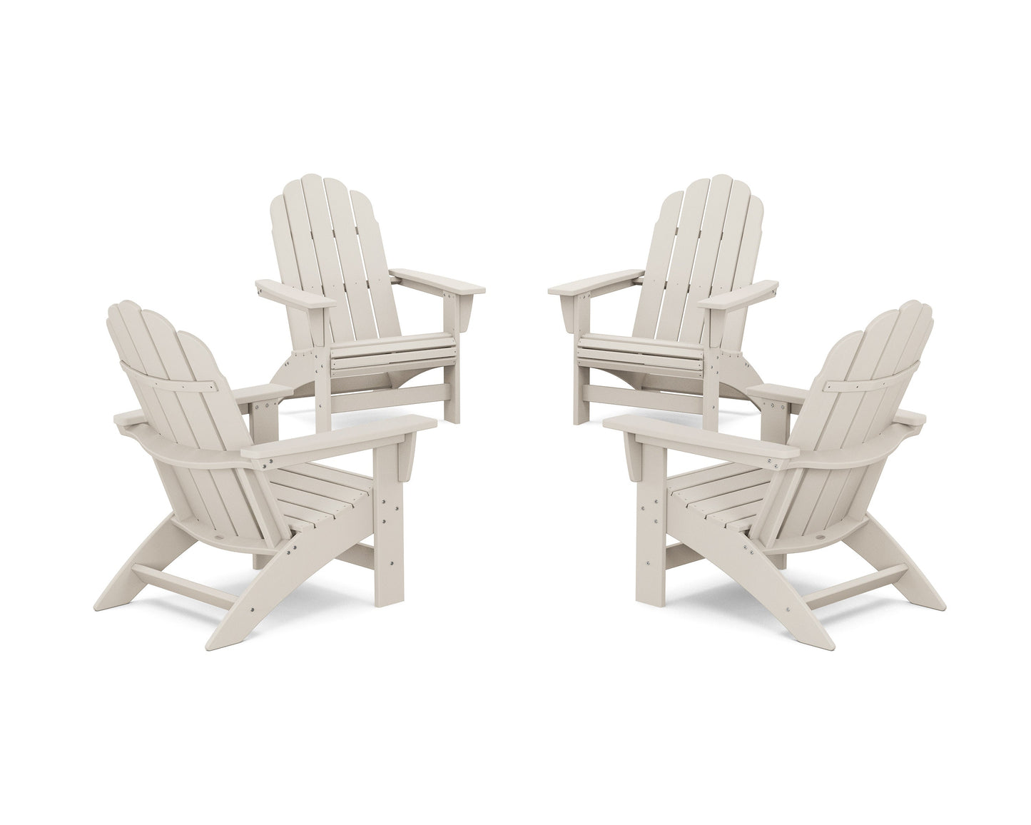 POLYWOOD 4-Piece Vineyard Grand Adirondack Chair Conversation Set — Sand