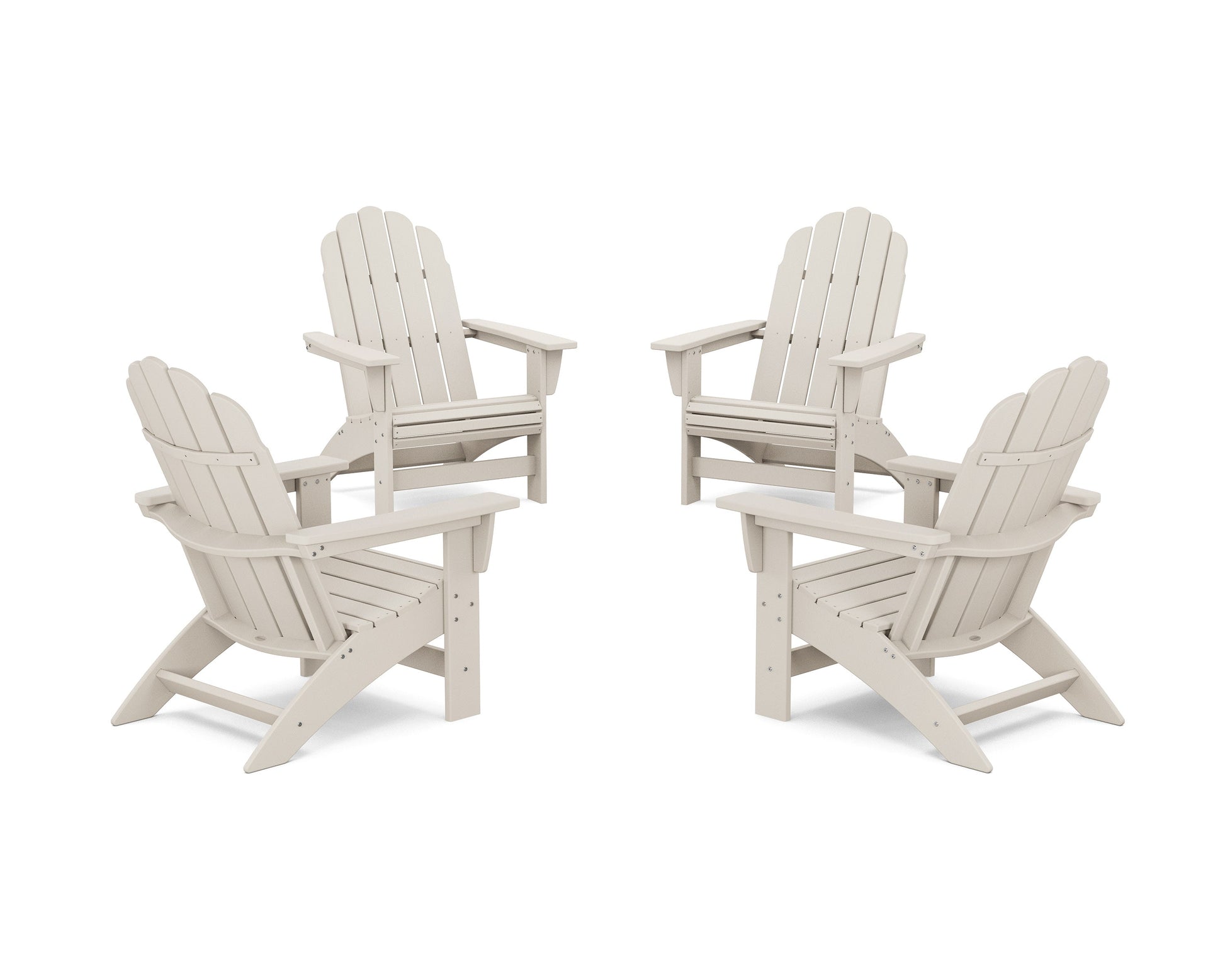 POLYWOOD 4-Piece Vineyard Grand Adirondack Chair Conversation Set — Sand