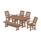 POLYWOOD Chinoiserie 6-Piece Farmhouse Dining Set with Bench — Teak