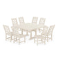 POLYWOOD Chinoiserie 9-Piece Square Side Chair Dining Set with Trestle Legs — Sand