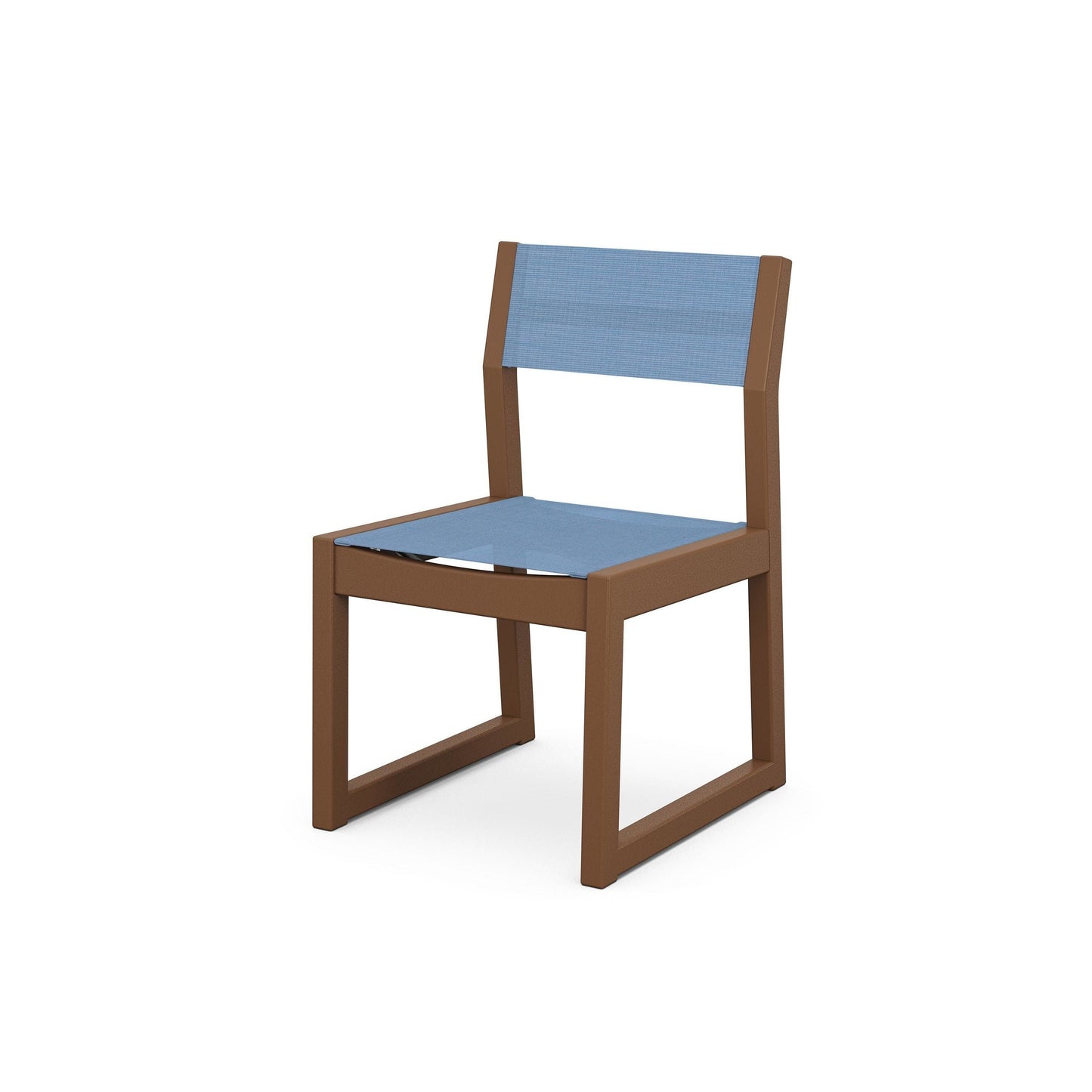 POLYWOOD EDGE Sling Dining Side Chair — Teak / Poolside Sling