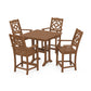 POLYWOOD Chinoiserie 5-Piece Farmhouse Counter Set with Trestle Legs — Teak