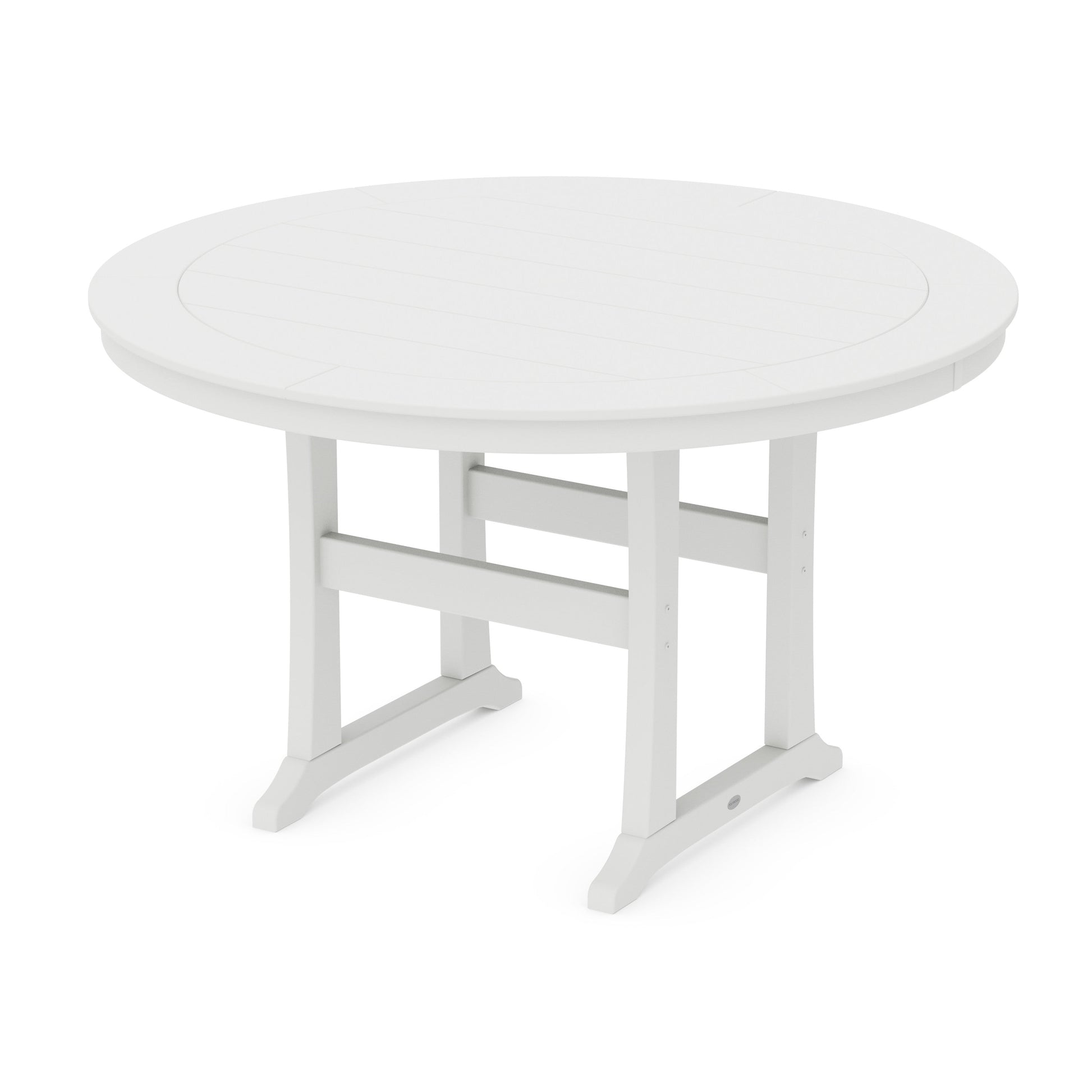 POLYWOOD Nautical Trestle 60" Round Counter Table — White