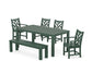 POLYWOOD Chippendale 6-Piece Parsons Dining Set with Bench — Green