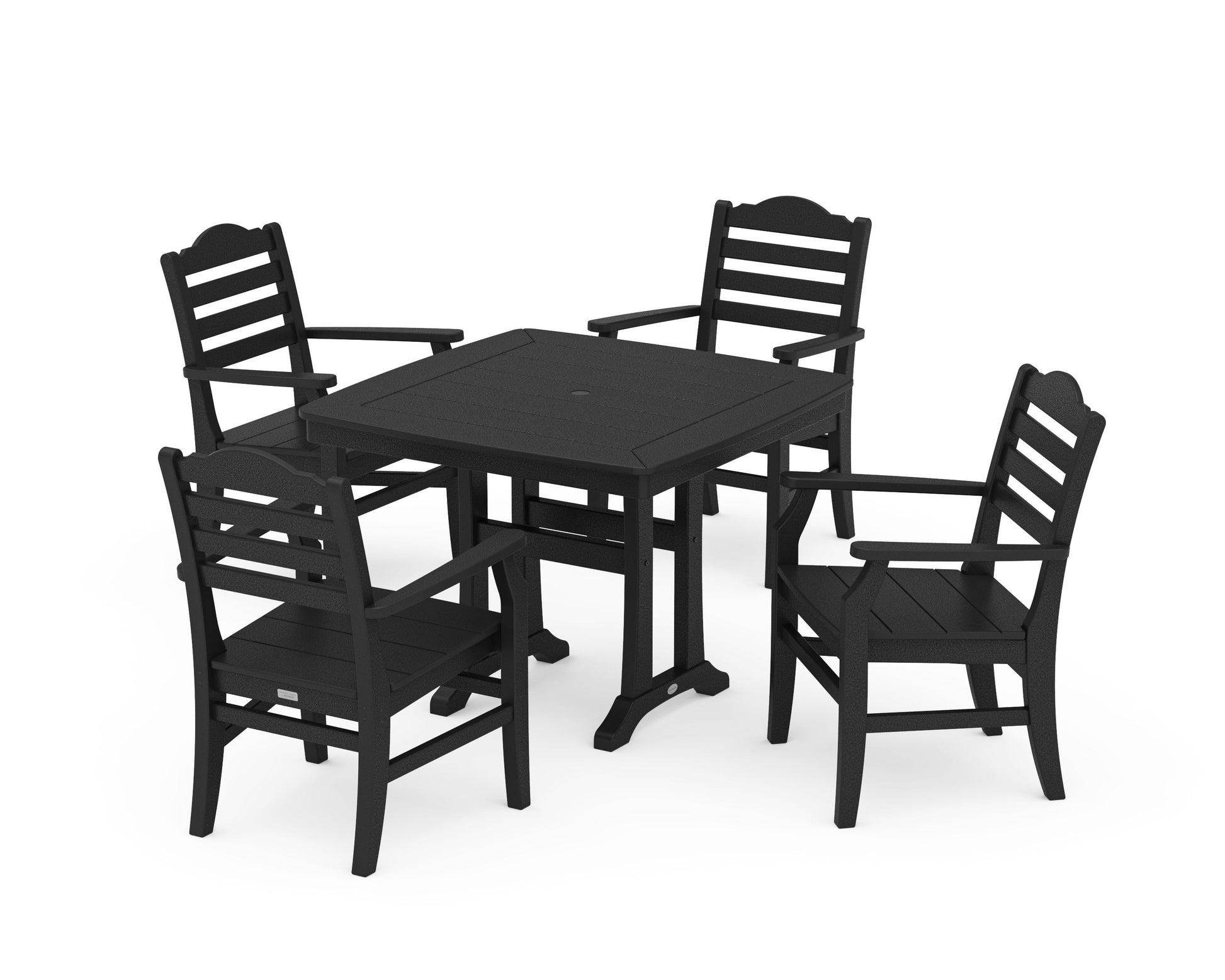 POLYWOOD Savannah 5-Piece Dining Set with Trestle Legs — Black