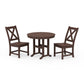 POLYWOOD Braxton Side Chair 3-Piece Round Dining Set — Mahogany