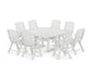 POLYWOOD Nautical Highback 9-Piece Square Farmhouse Dining Set with Trestle Legs — White