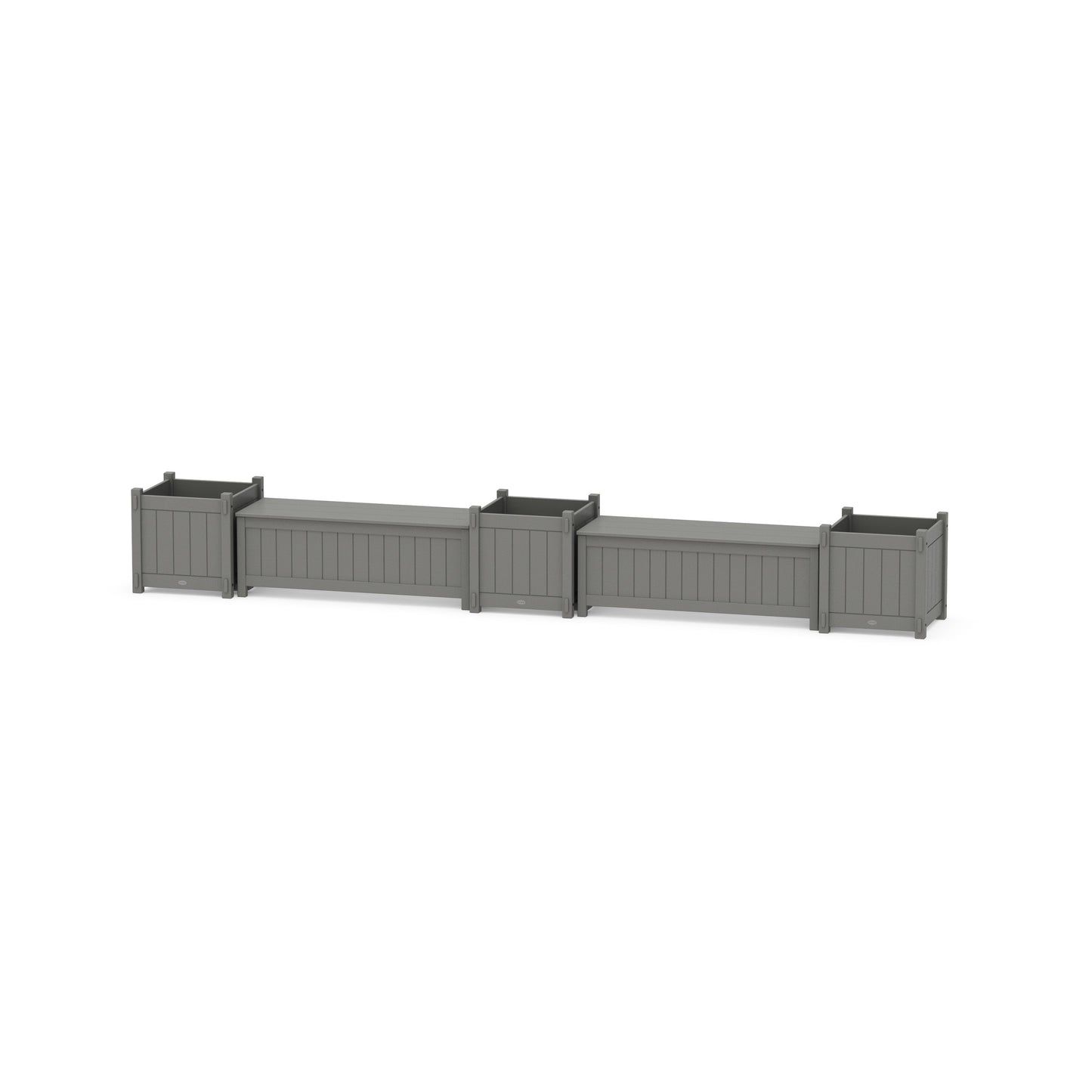POLYWOOD 48" Vineyard L- Shaped Planter Storage Bench Corner Set- Large