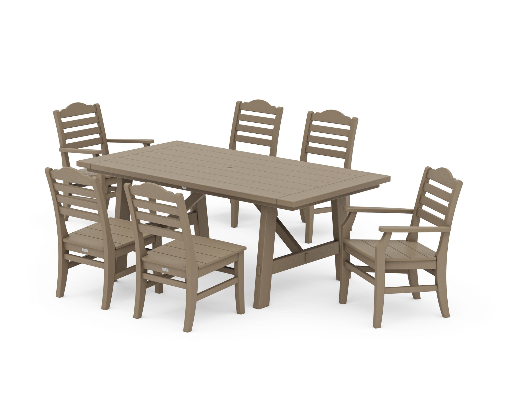 POLYWOOD Savannah 7-Piece Rustic Farmhouse Dining Set — Vintage Sahara