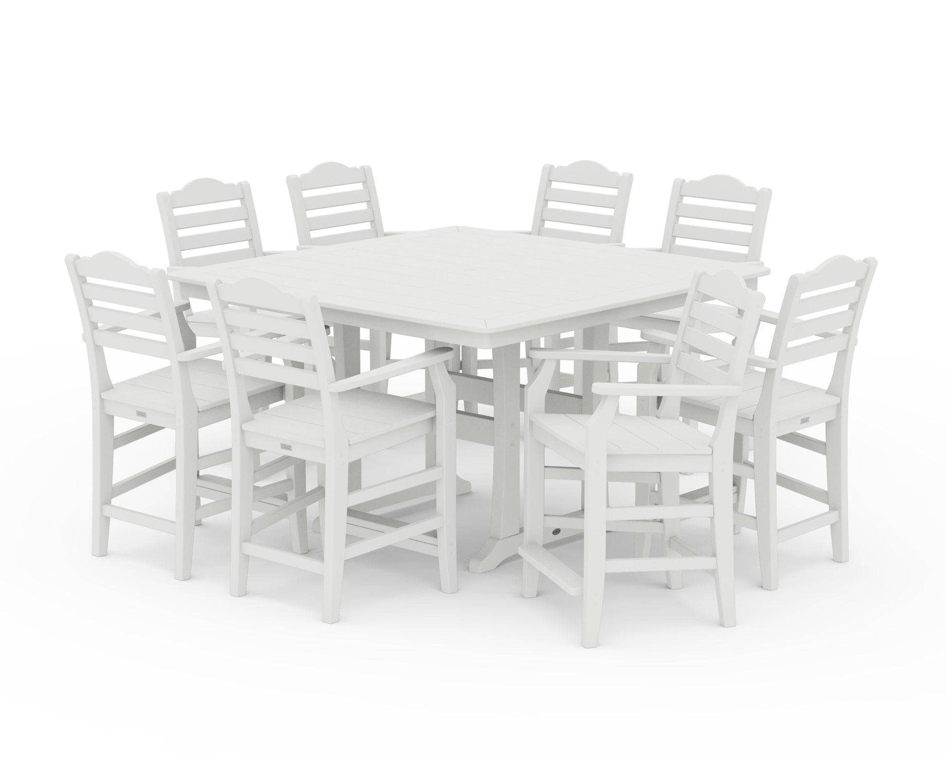 POLYWOOD Savannah 9-Piece Square Counter Set with Trestle Legs — Vintage White