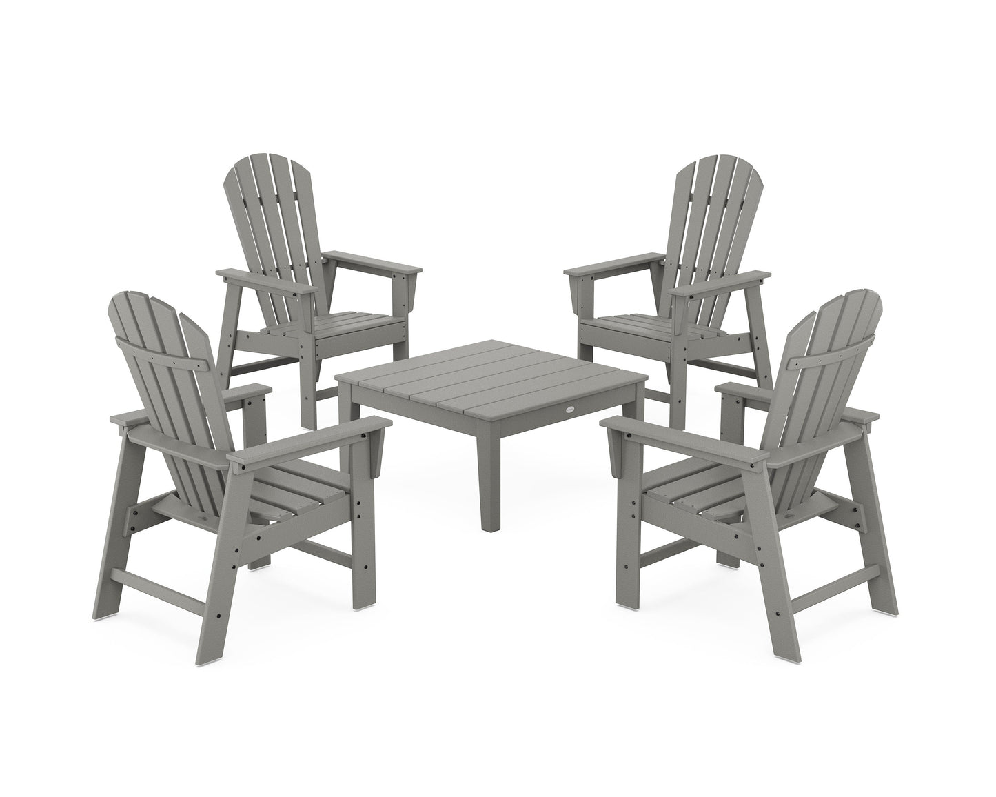 POLYWOOD 5-Piece South Beach Casual Chair Conversation Set with 36" Conversation Table — Slate Grey