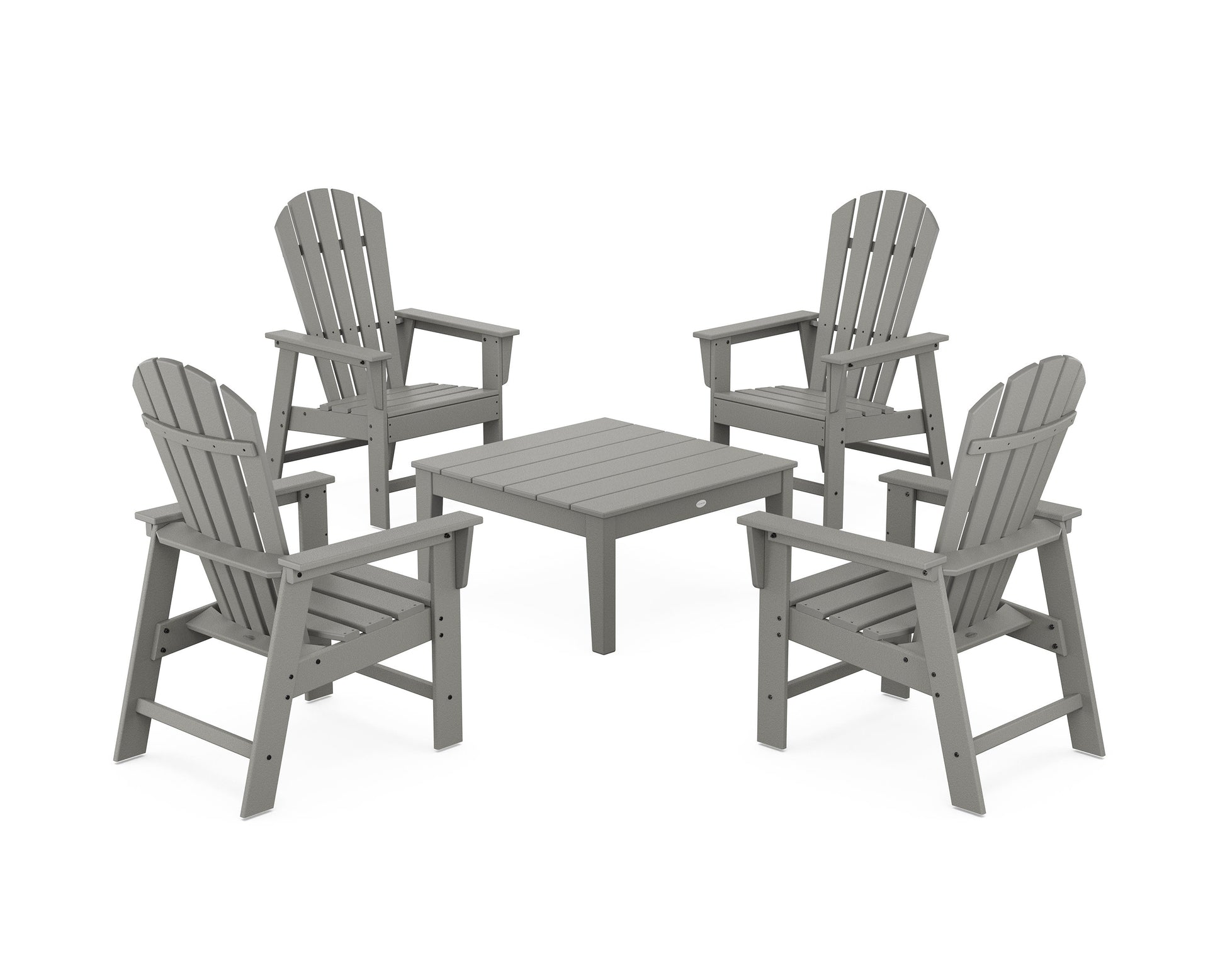 POLYWOOD 5-Piece South Beach Casual Chair Conversation Set with 36" Conversation Table — Slate Grey