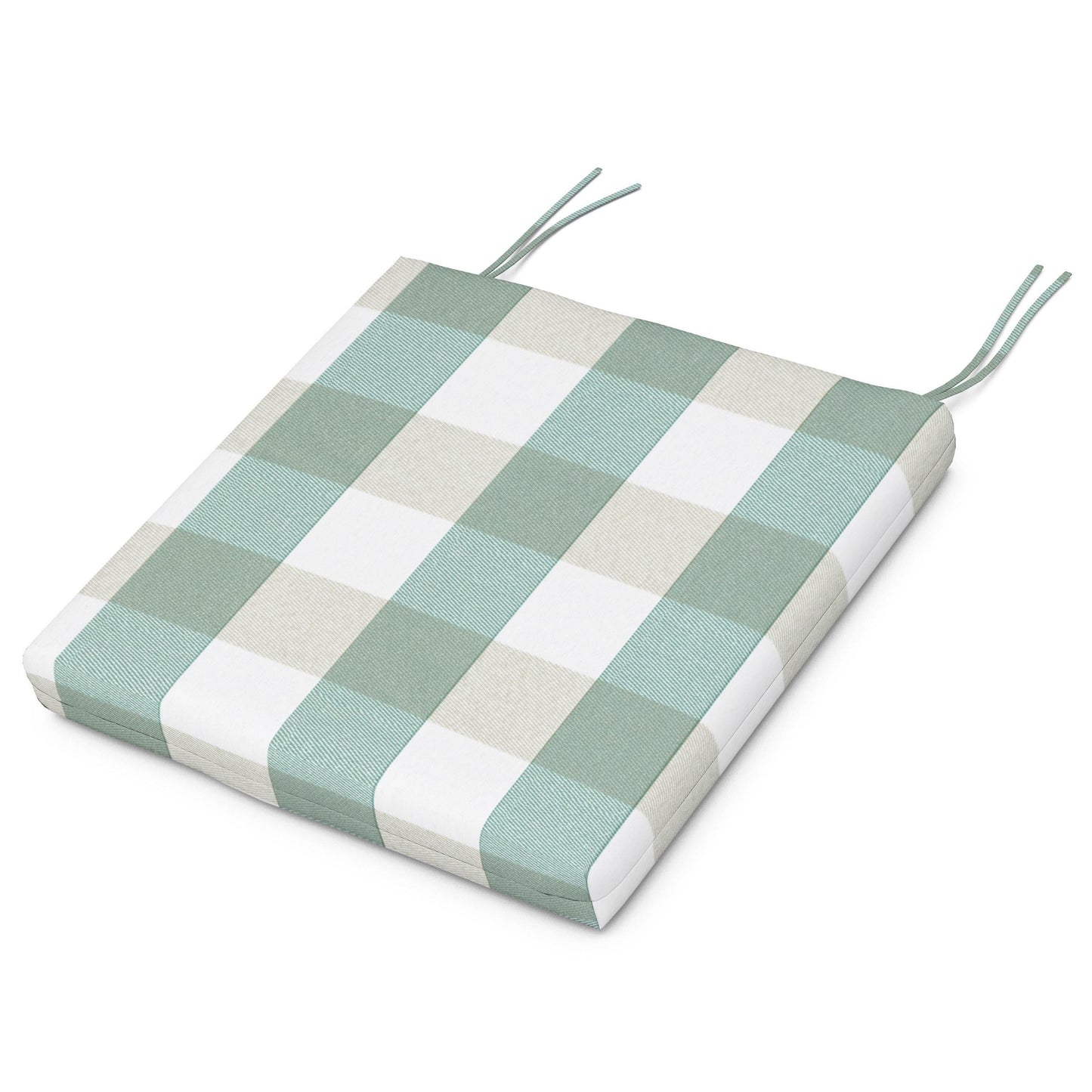 POLYWOOD Acadia Dining Side Seat Pad — Buffalo Plaid Glacier Spa