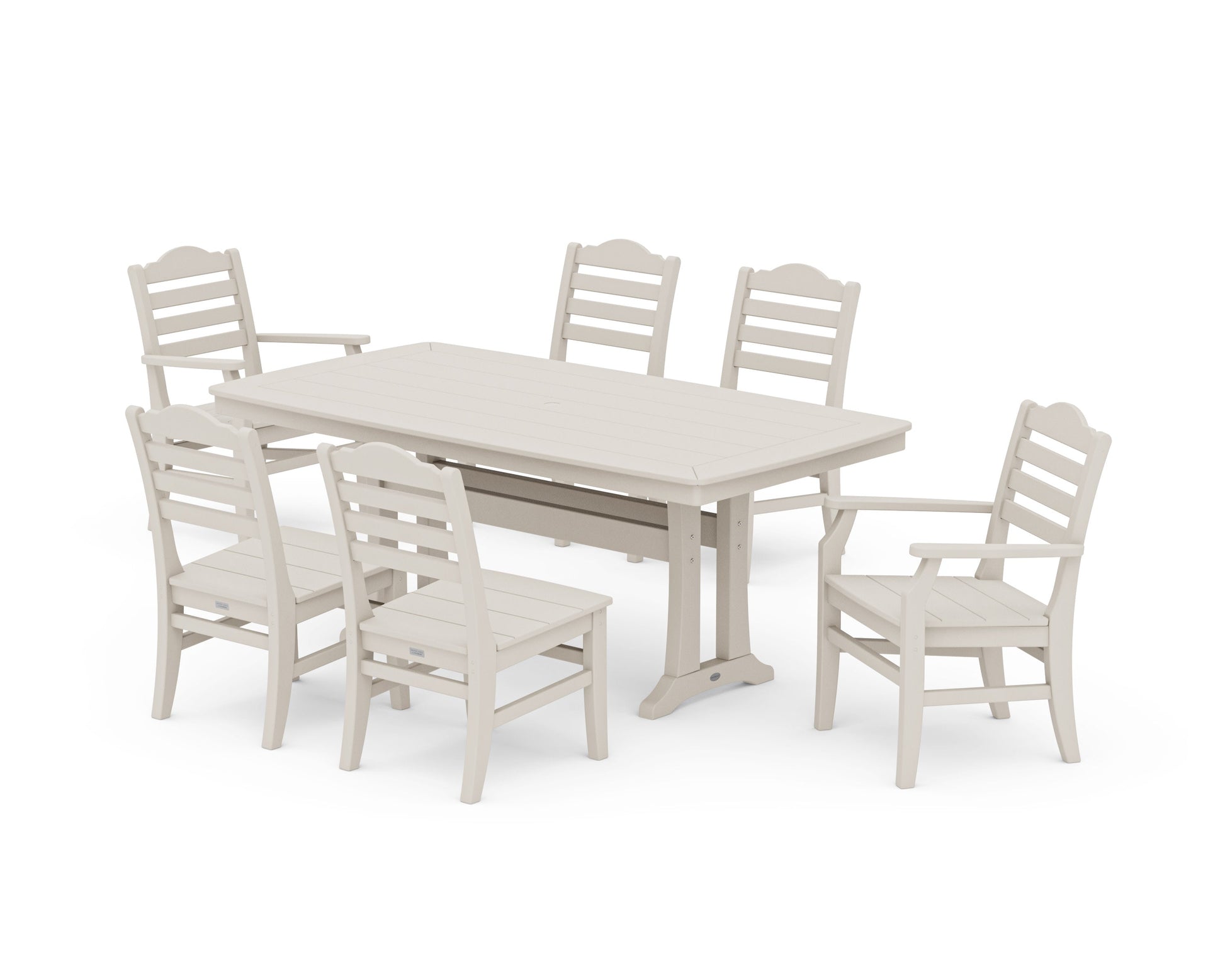 POLYWOOD Savannah 7-Piece Dining Set with Trestle Legs — Sand