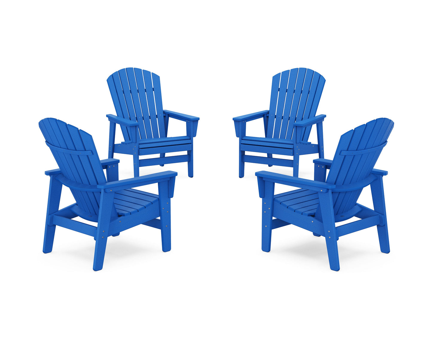 POLYWOOD 4-Piece Nautical Grand Upright Adirondack Chair Conversation Set — Pacific Blue