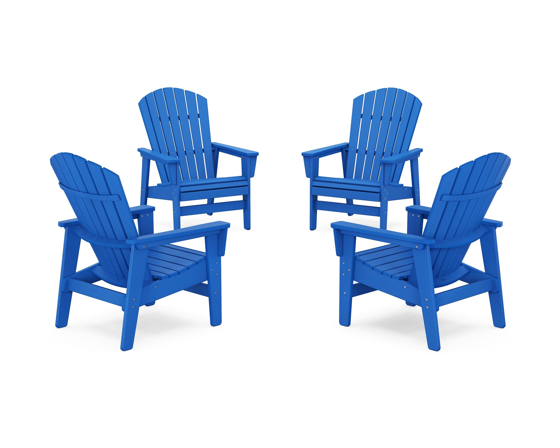 POLYWOOD 4-Piece Nautical Grand Upright Adirondack Chair Conversation Set — Pacific Blue