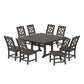 POLYWOOD Chinoiserie 9-Piece Square Side Chair Dining Set with Trestle Legs — Vintage Coffee