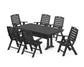 POLYWOOD Nautical Highback 7-Piece Farmhouse Dining Set with Trestle Legs — Black
