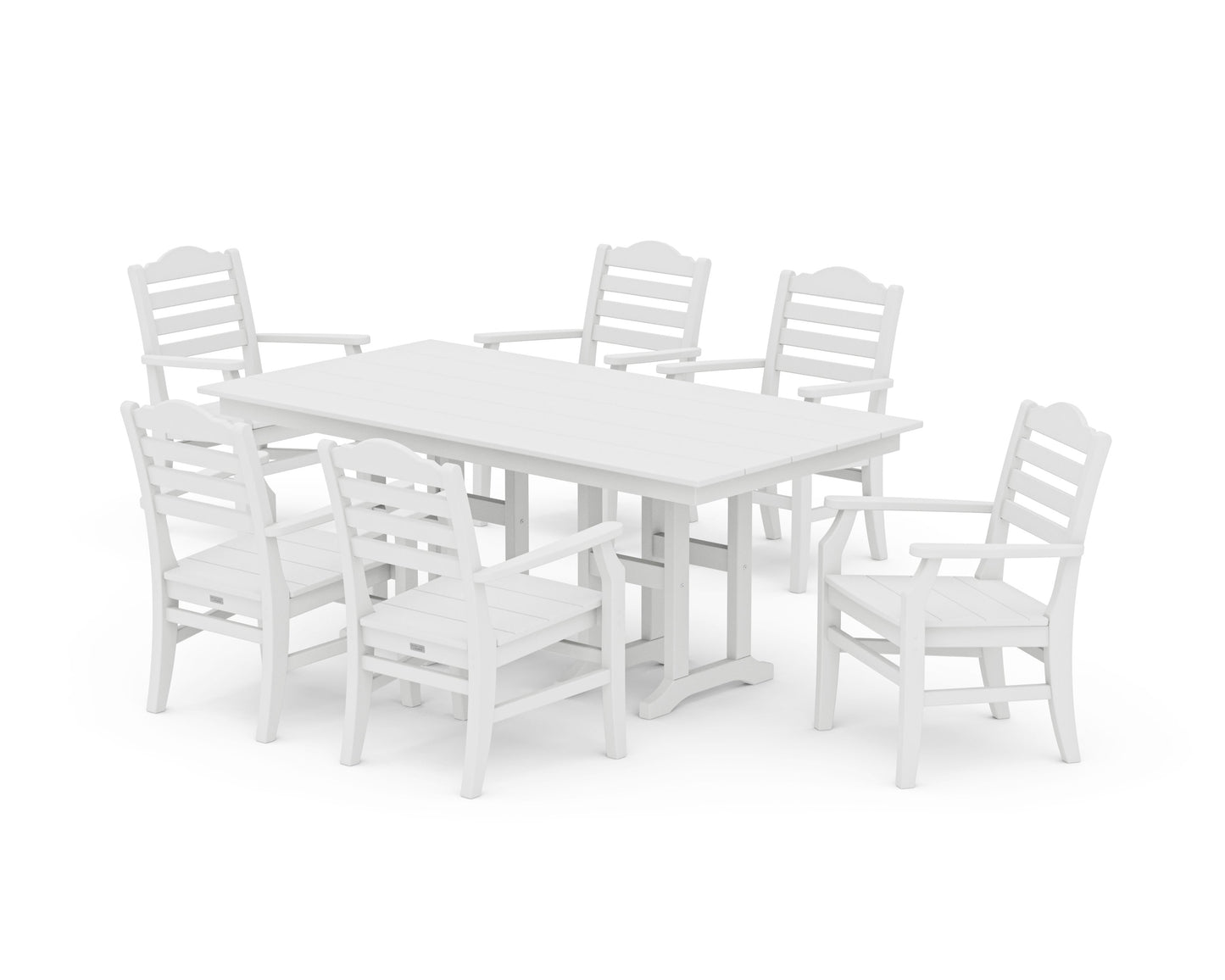 POLYWOOD Savannah Arm Chair 7-Piece Farmhouse Dining Set — White