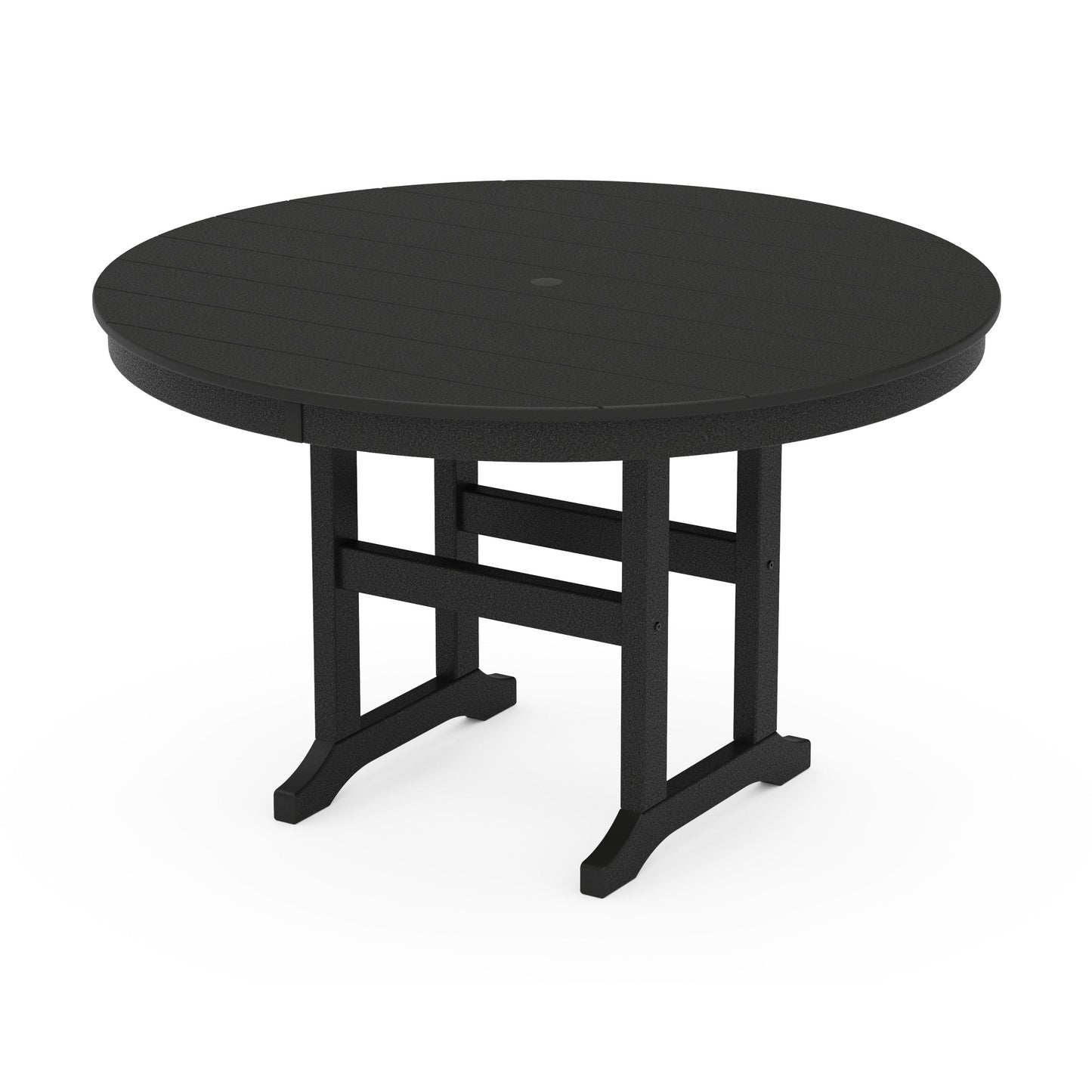 POLYWOOD 48" Round Farmhouse Dining Table — Black