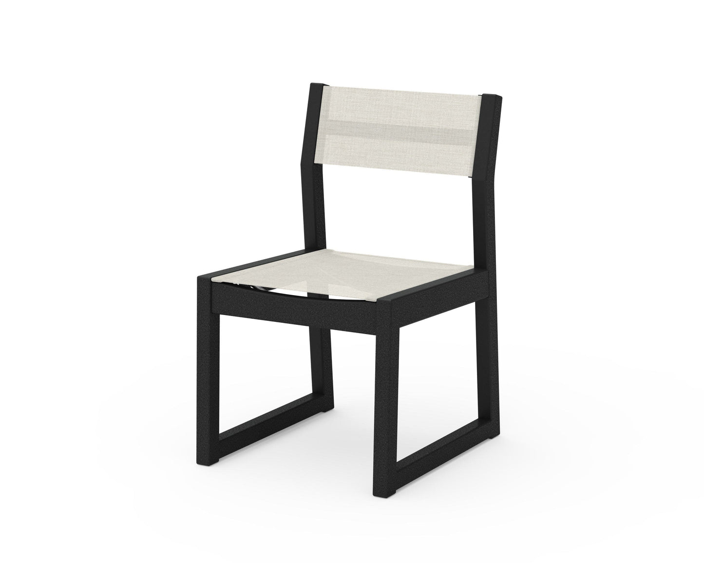 POLYWOOD EDGE Sling Dining Side Chair — Black / Parchment Sling