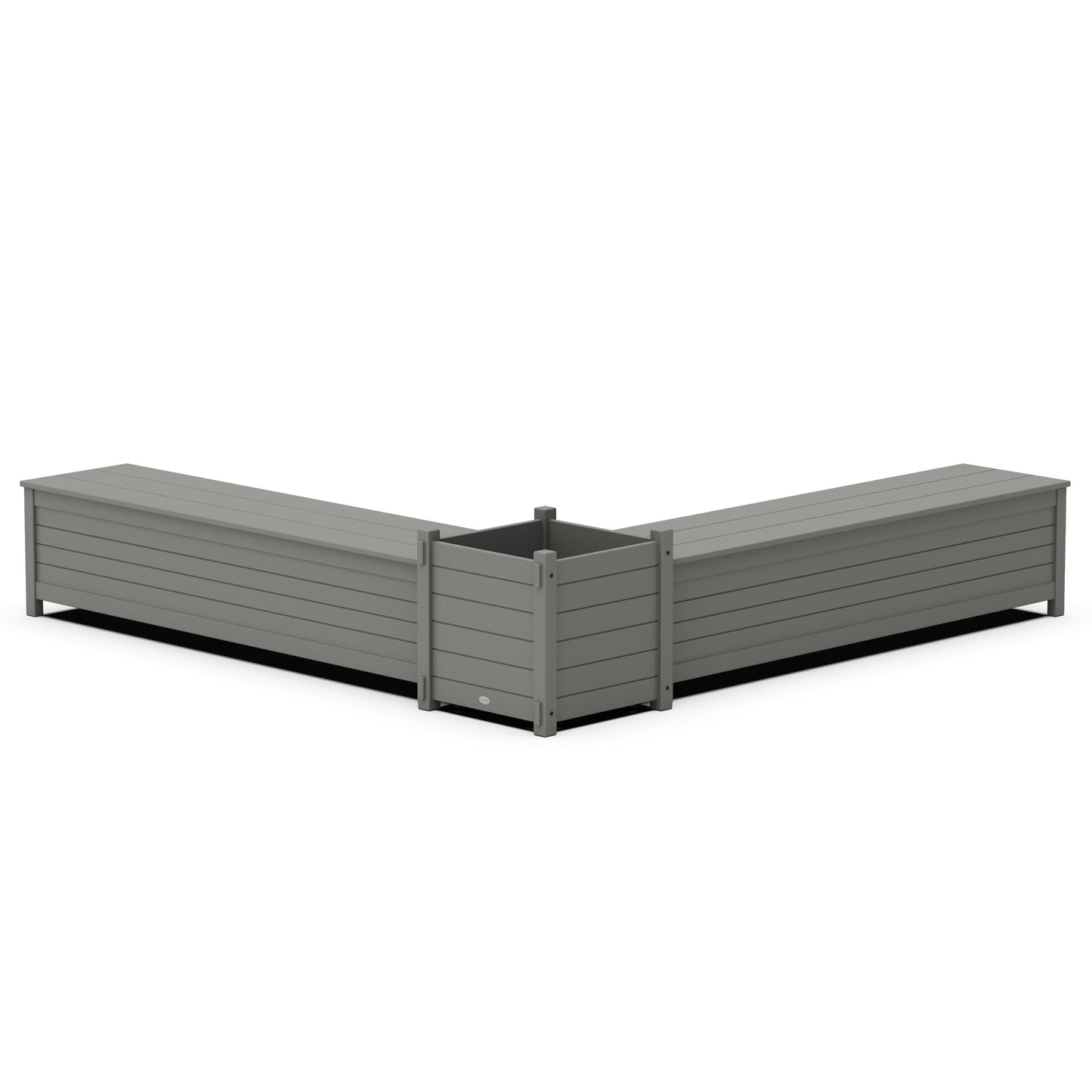 POLYWOOD 72" Nautical L- Shaped Planter Storage Bench Set- Large — Slate Grey