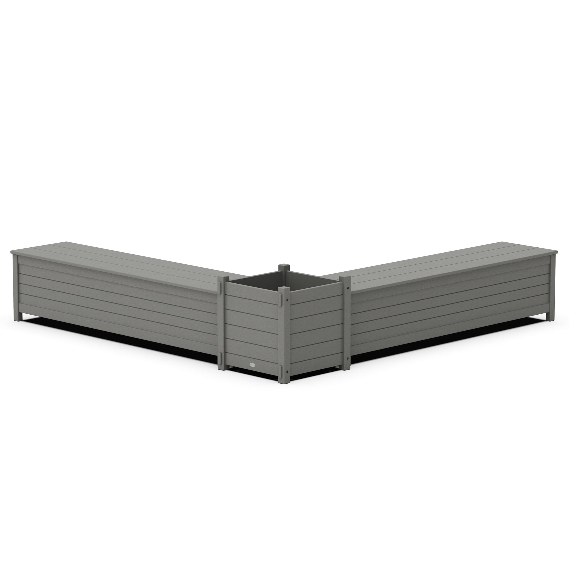 POLYWOOD 72" Nautical L- Shaped Planter Storage Bench Set- Large — Slate Grey
