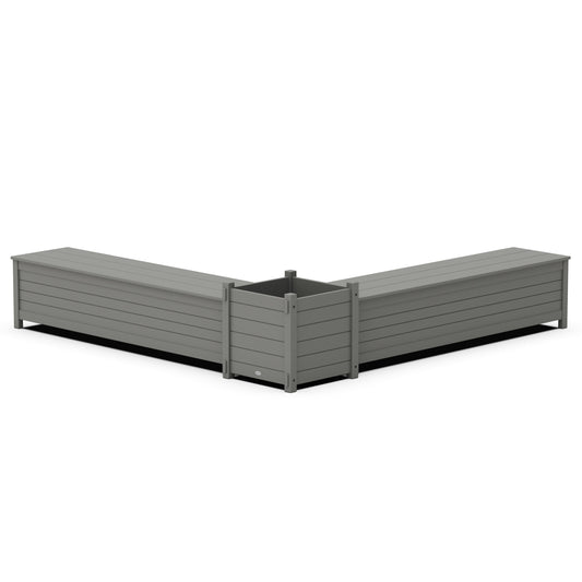 POLYWOOD 72" Nautical L- Shaped Planter Storage Bench Set- Large — Slate Grey