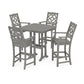 POLYWOOD Chinoiserie 5-Piece Bar Set with Trestle Legs — Slate Grey
