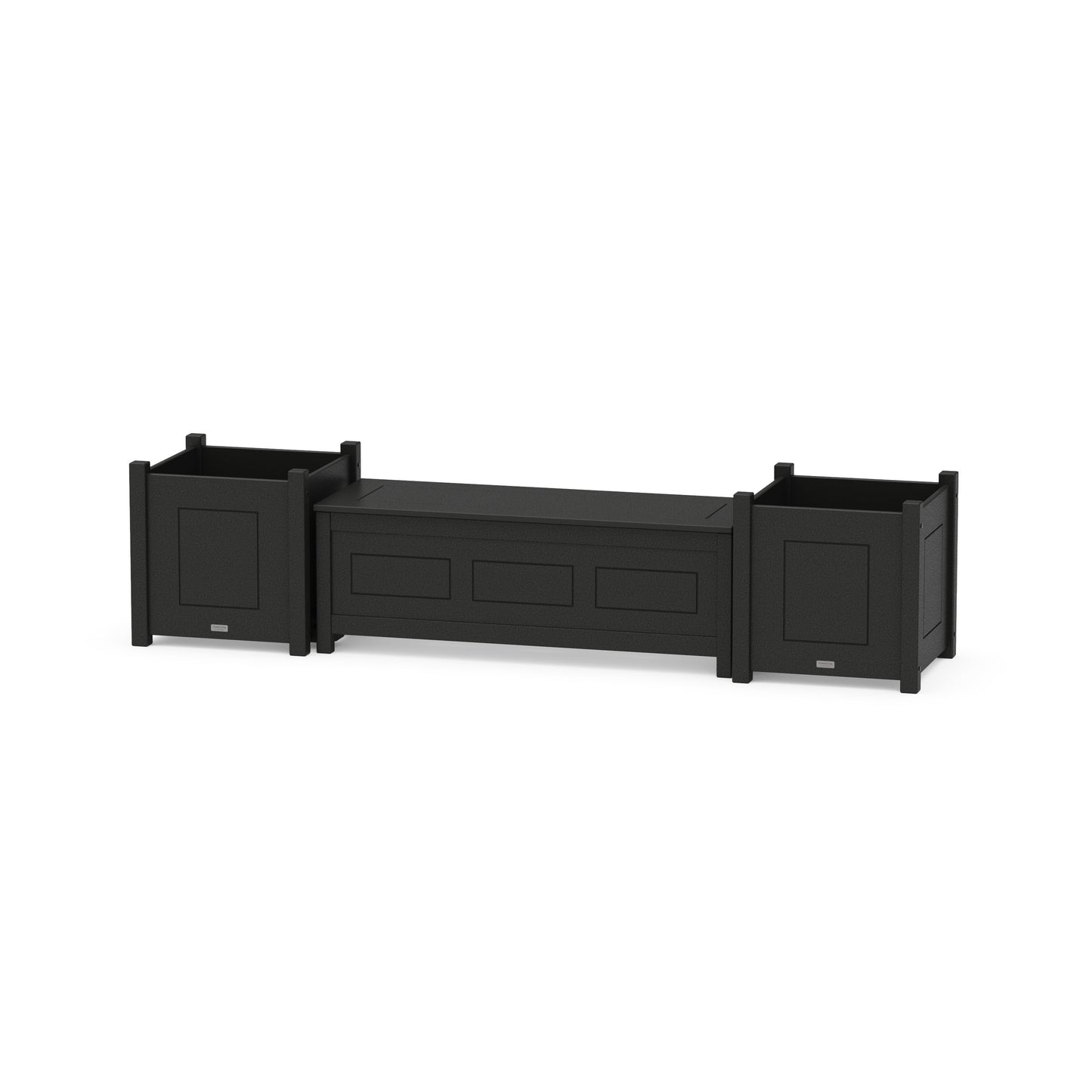 POLYWOOD 48" Country Living Straight Planter Storage Bench Set- Large — Black