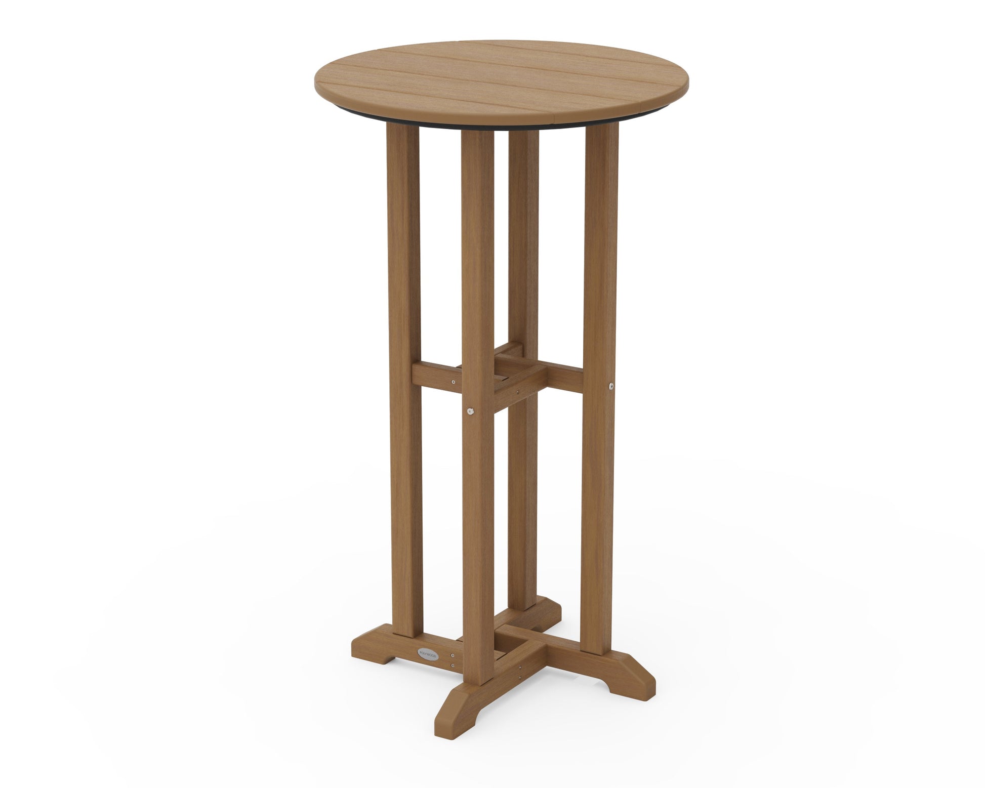 POLYWOOD 24" Round Farmhouse Bar Bistro Table — Natural