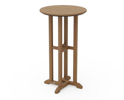 POLYWOOD 24" Round Farmhouse Bar Bistro Table — Natural