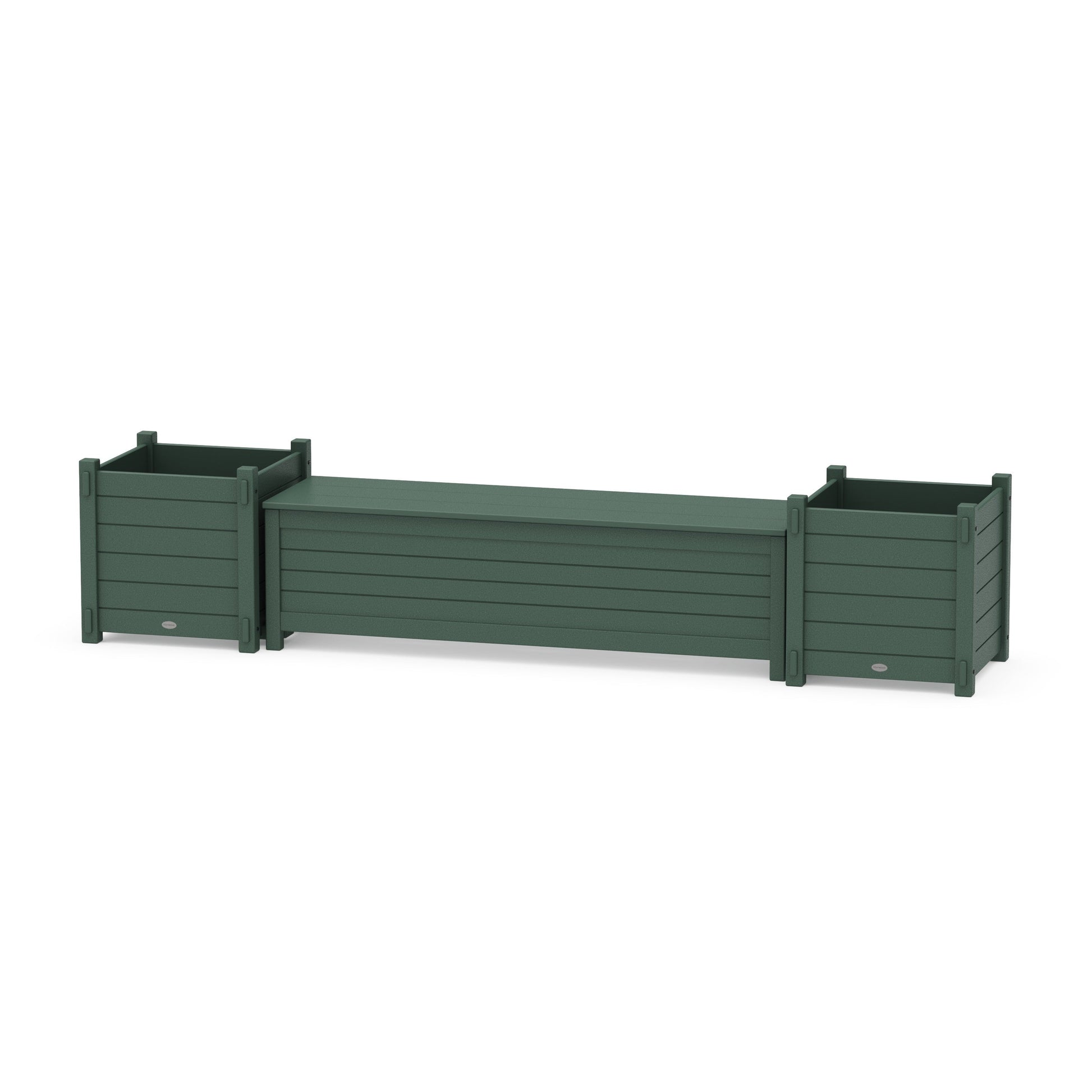 POLYWOOD 60" Nautical Straight Planter Storage Bench Set- Large — Green