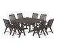 POLYWOOD Vineyard Folding Chair 9-Piece Square Dining Set with Trestle Legs — Vintage Coffee