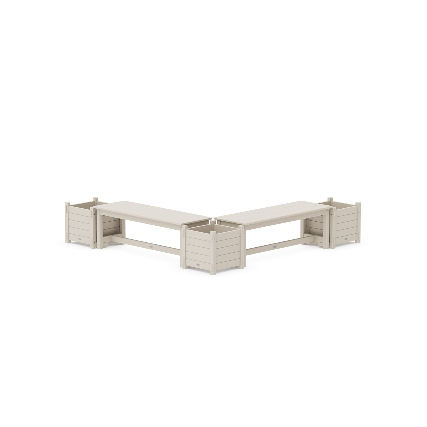 POLYWOOD 48" Nautical L- Shaped Planter Bench Corner Set — Sand