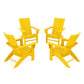 POLYWOOD 4-Piece Modern Curveback Adirondack Conversation Set — Lemon