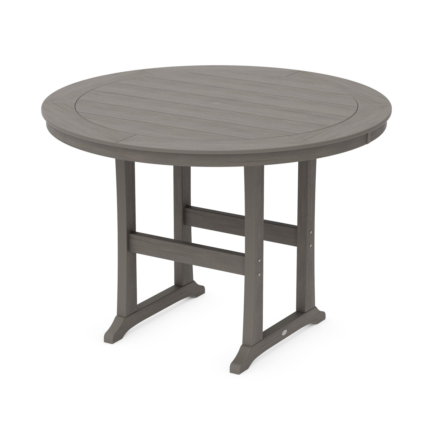 POLYWOOD Nautical Trestle 60" Round Bar Table — Driftwood