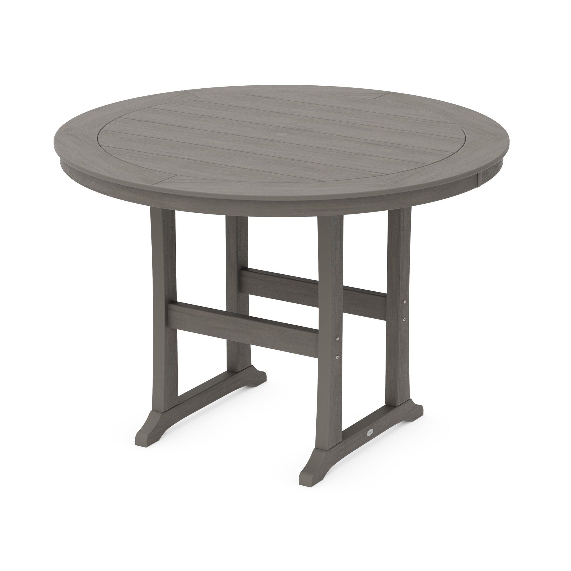 POLYWOOD Nautical Trestle 60" Round Bar Table — Driftwood