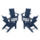 POLYWOOD 4-Piece Modern Curveback Adirondack Conversation Set — Navy