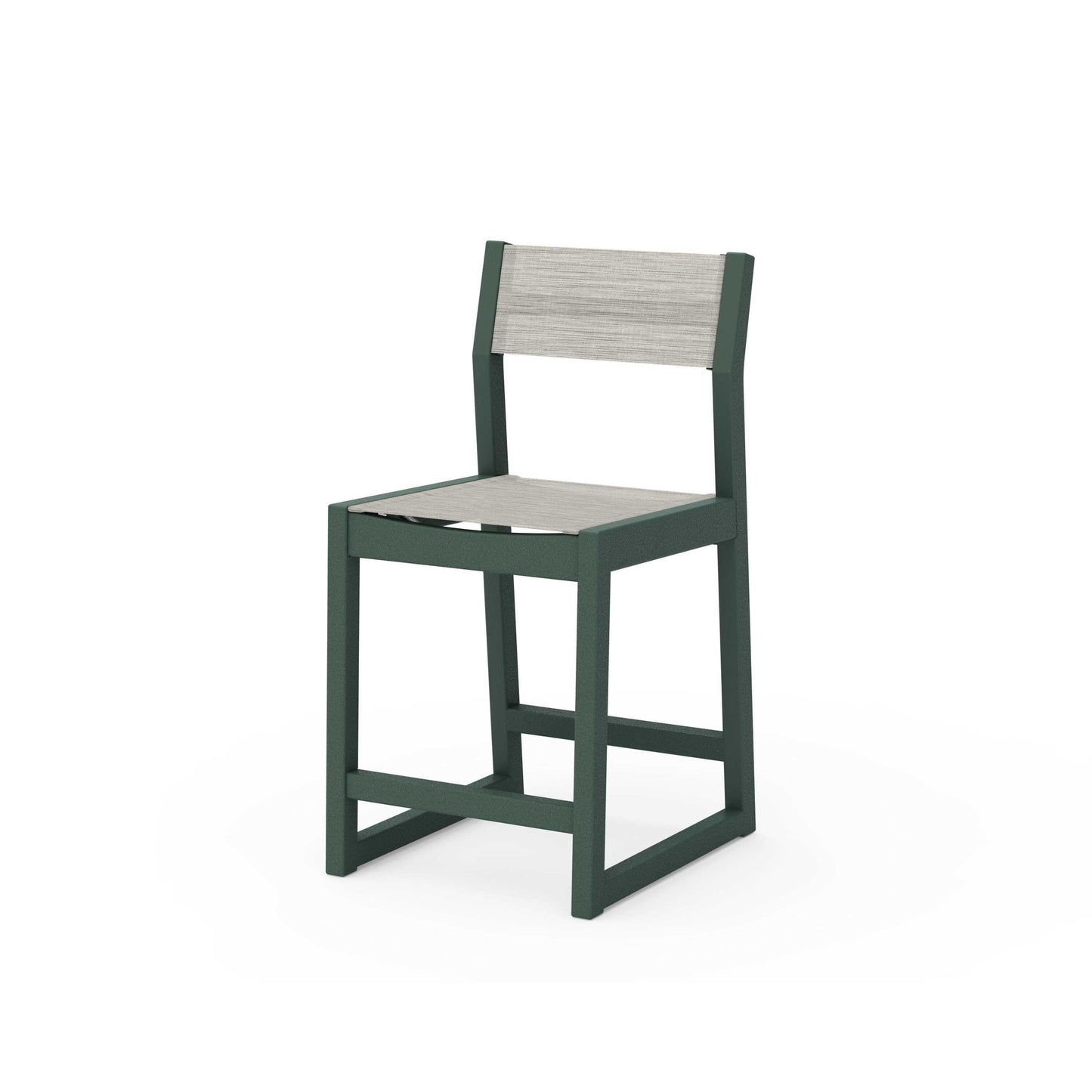 POLYWOOD EDGE Sling Counter Side Chair — Green / Birch Sling