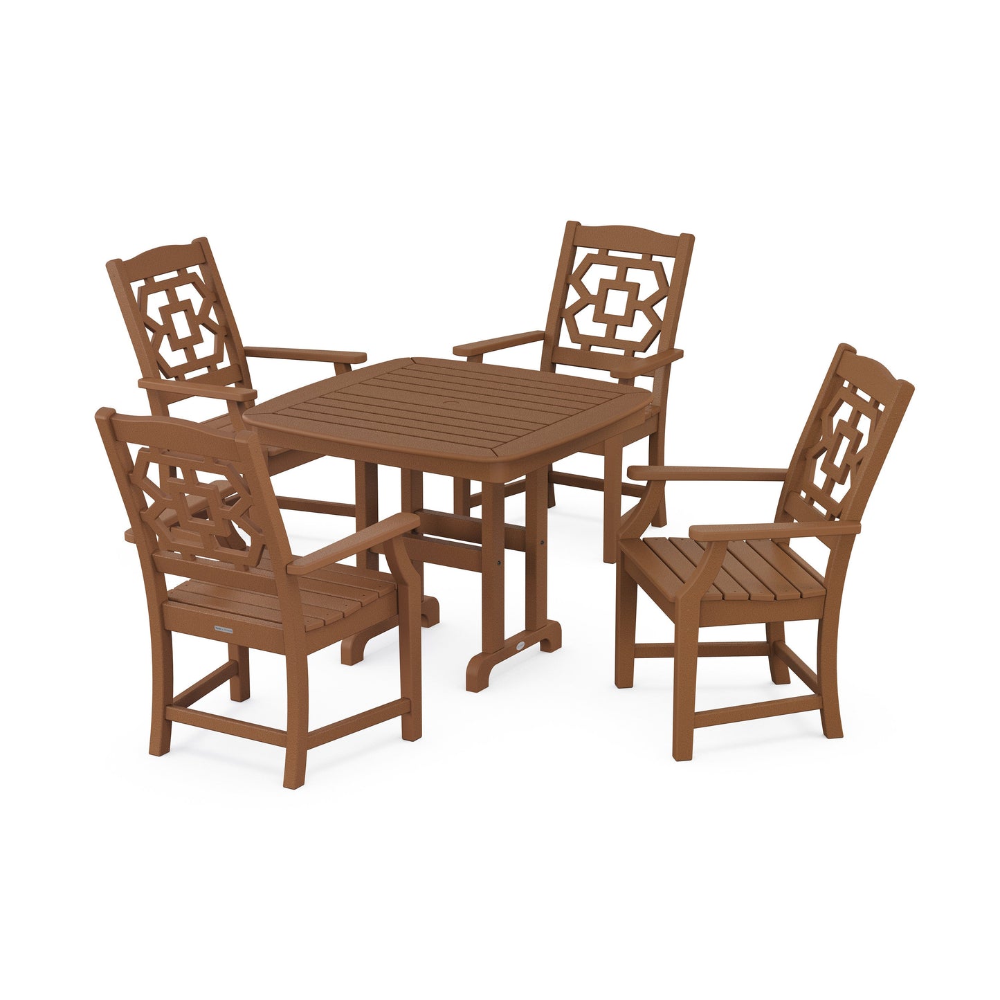 POLYWOOD Chinoiserie 5-Piece Dining Set — Teak