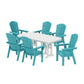 POLYWOOD Nautical Curveback Adirondack 7-Piece Dining Set — Aruba / White