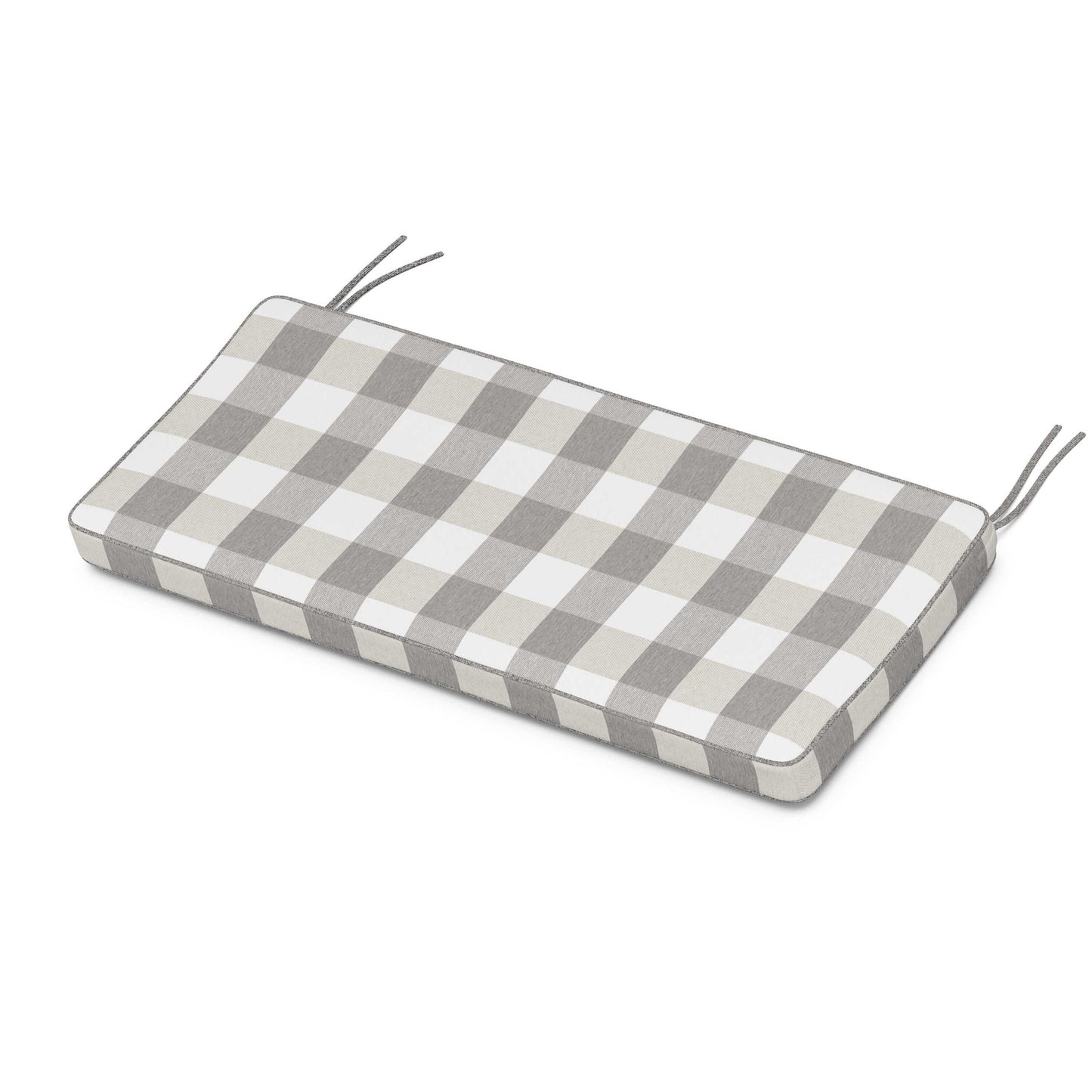 POLYWOOD Chinoiserie Bench Seat Cushion — Buffalo Plaid Grey Mist