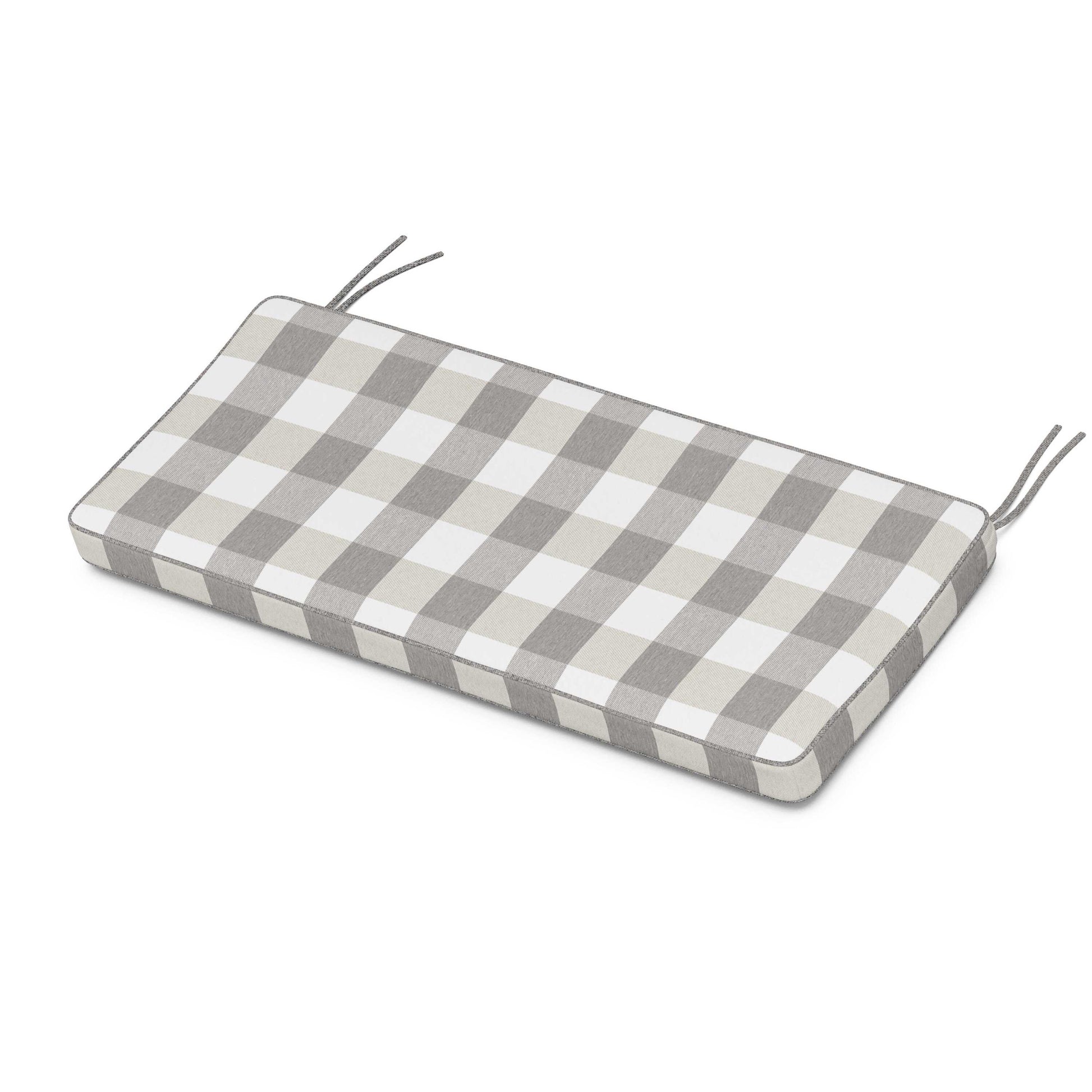POLYWOOD Chinoiserie Bench Seat Cushion — Buffalo Plaid Grey Mist